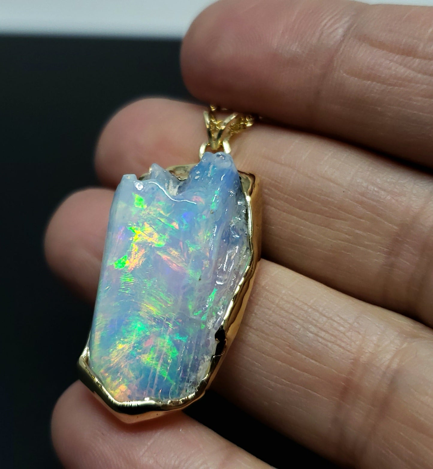 Carved Opal Pendant 14k Gold #139