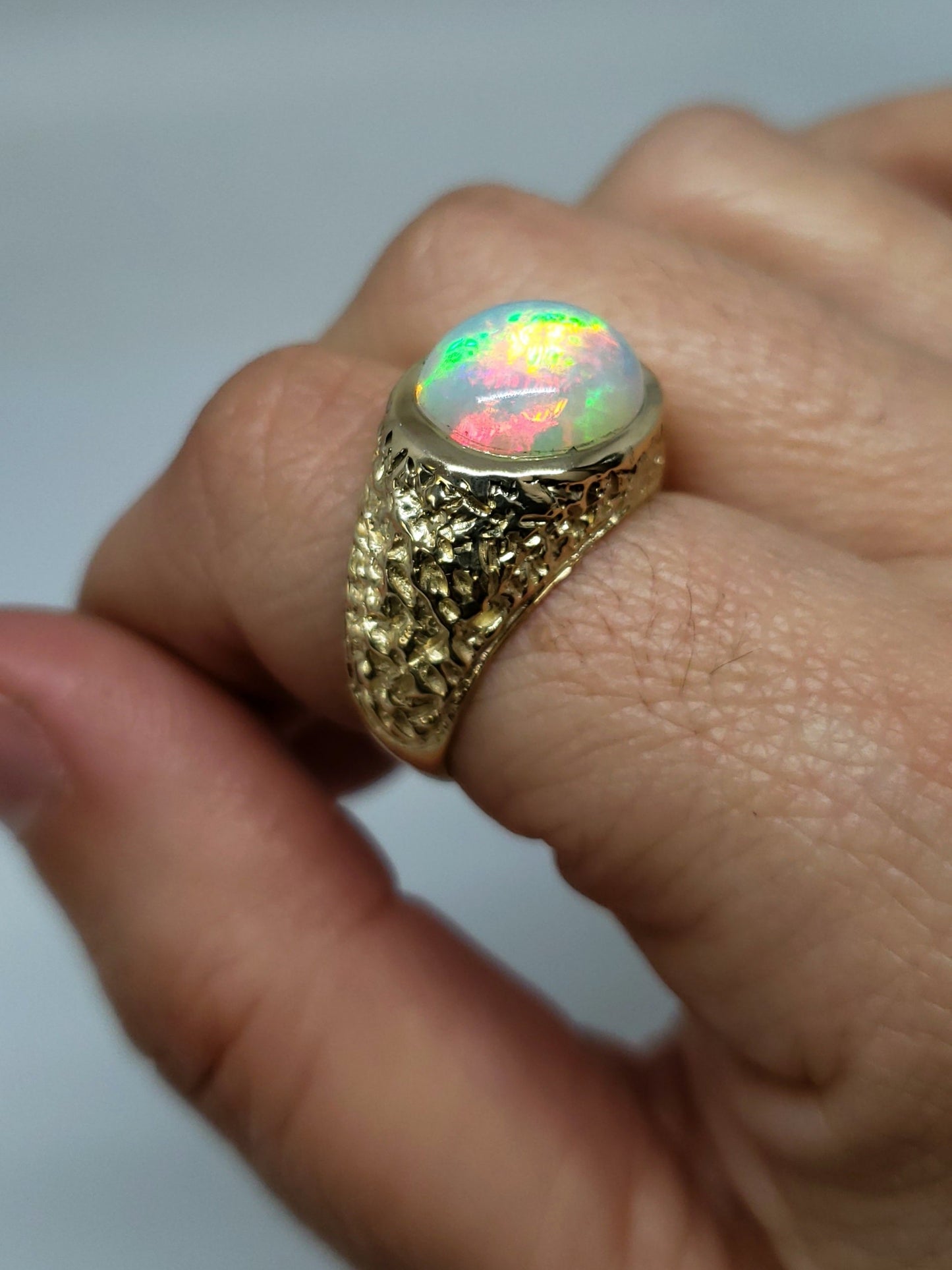 Men's Opal Ring 14 Karat Gold  #141