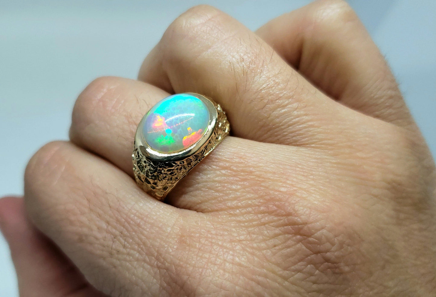 Men's Opal Ring 14 Karat Gold  #141