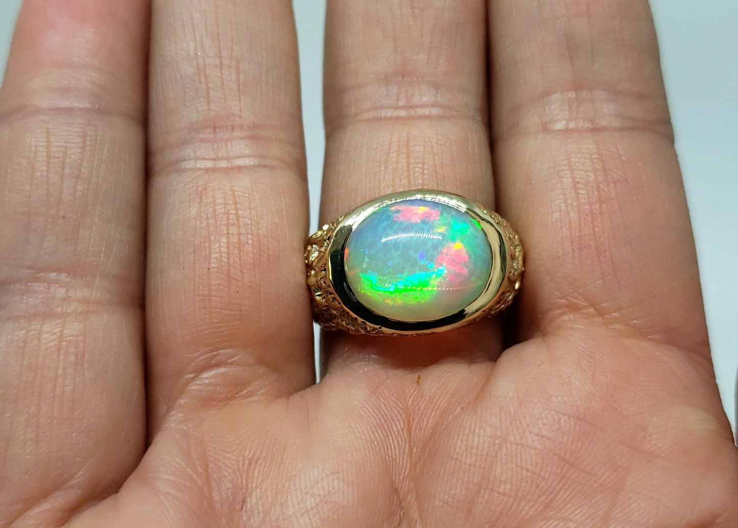 Men's Opal Ring 14 Karat Gold  #141