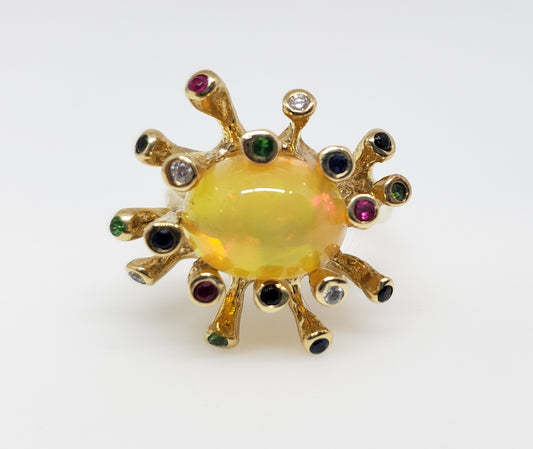 Opal  & Color Gemstones 14k Gold Ring #161