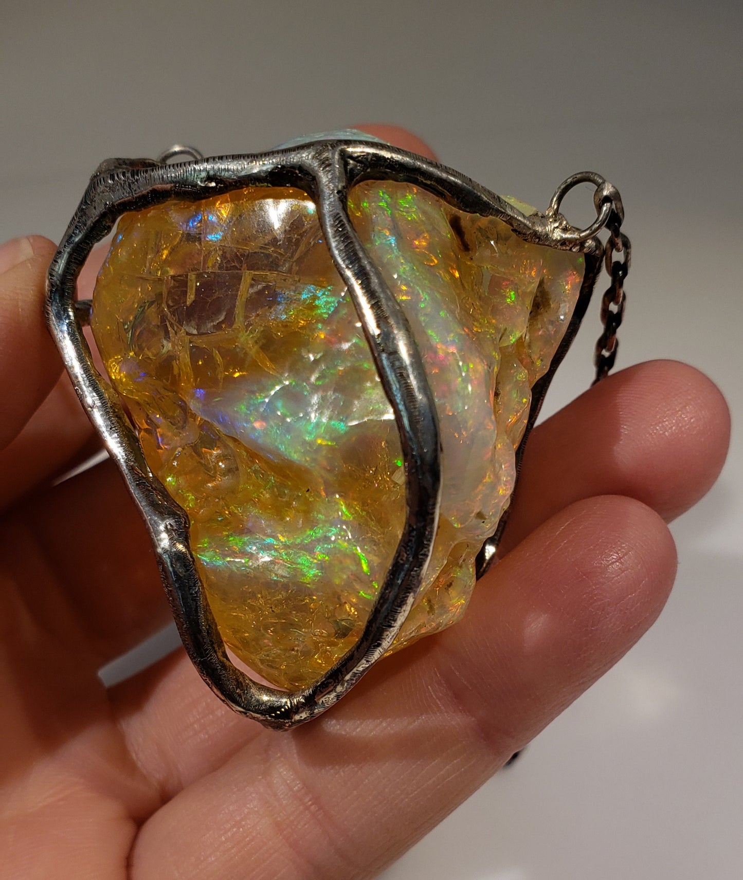 Yellow Opal Specimen Pendant Sterling Silver #168