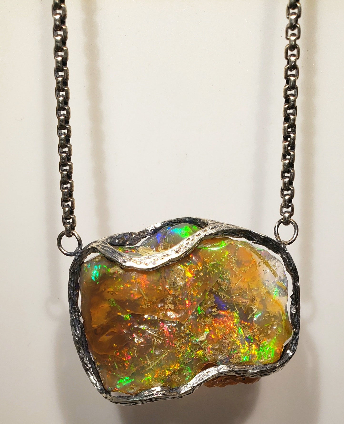 Carved Opal Specimen Pendant Sterling Silver #170