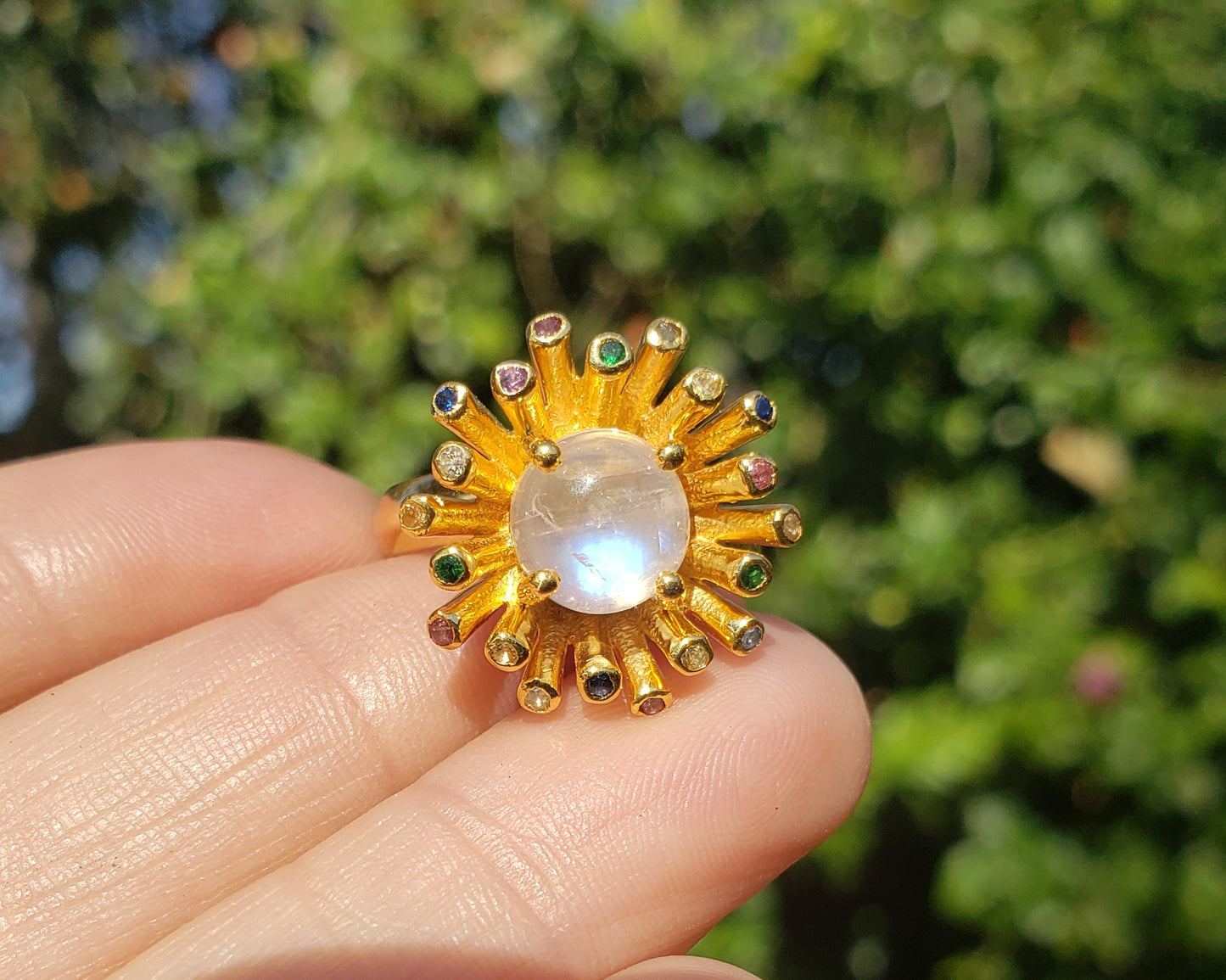 Moonstone Ring - 24k Gold Plated - Adjustable Size #277