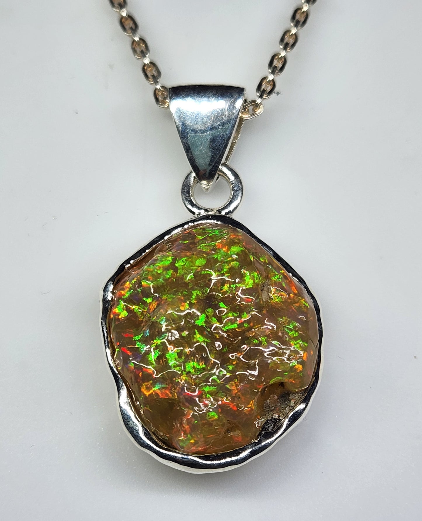 Natural Opal Specimen Pendant Sterling Silver #358
