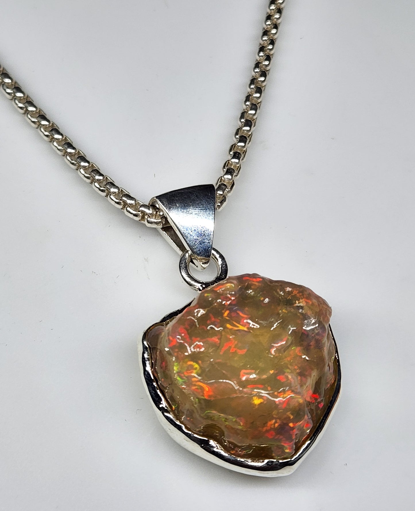 Natural Opal Specimen Pendant Sterling Silver #357