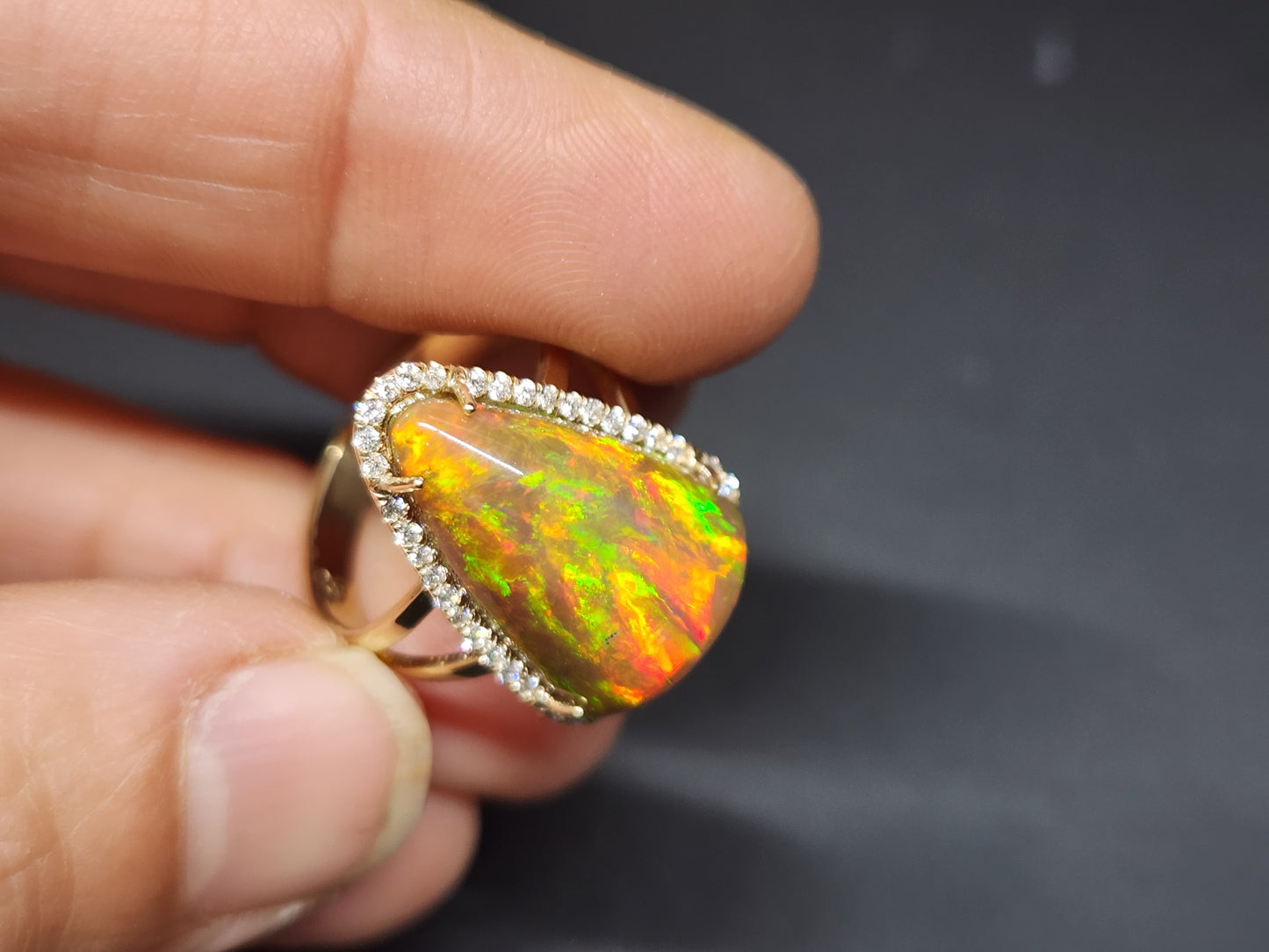Opal & Diamond 14k Gold Ring #348