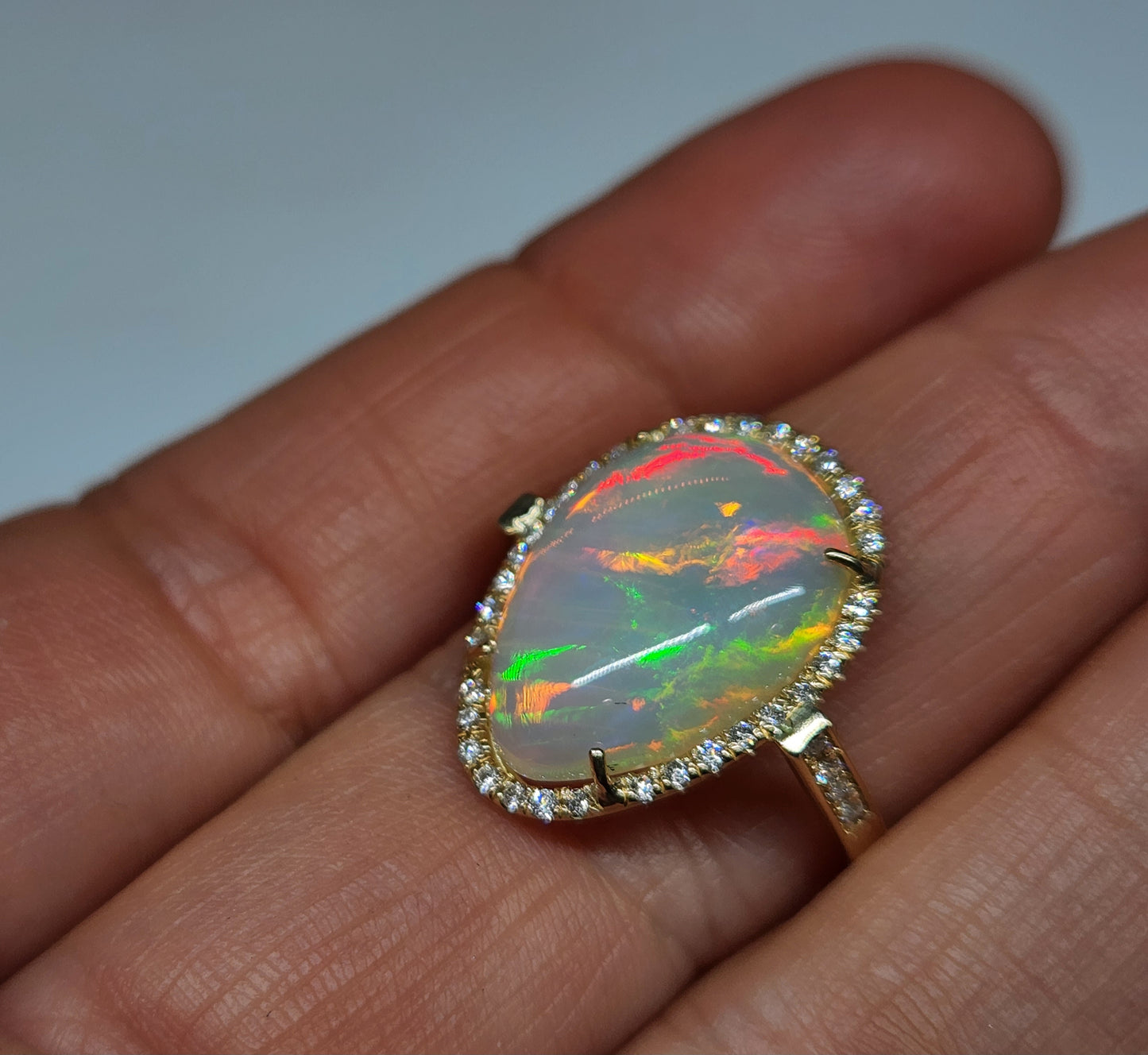 Opal & Diamond 14k Gold Ring #350