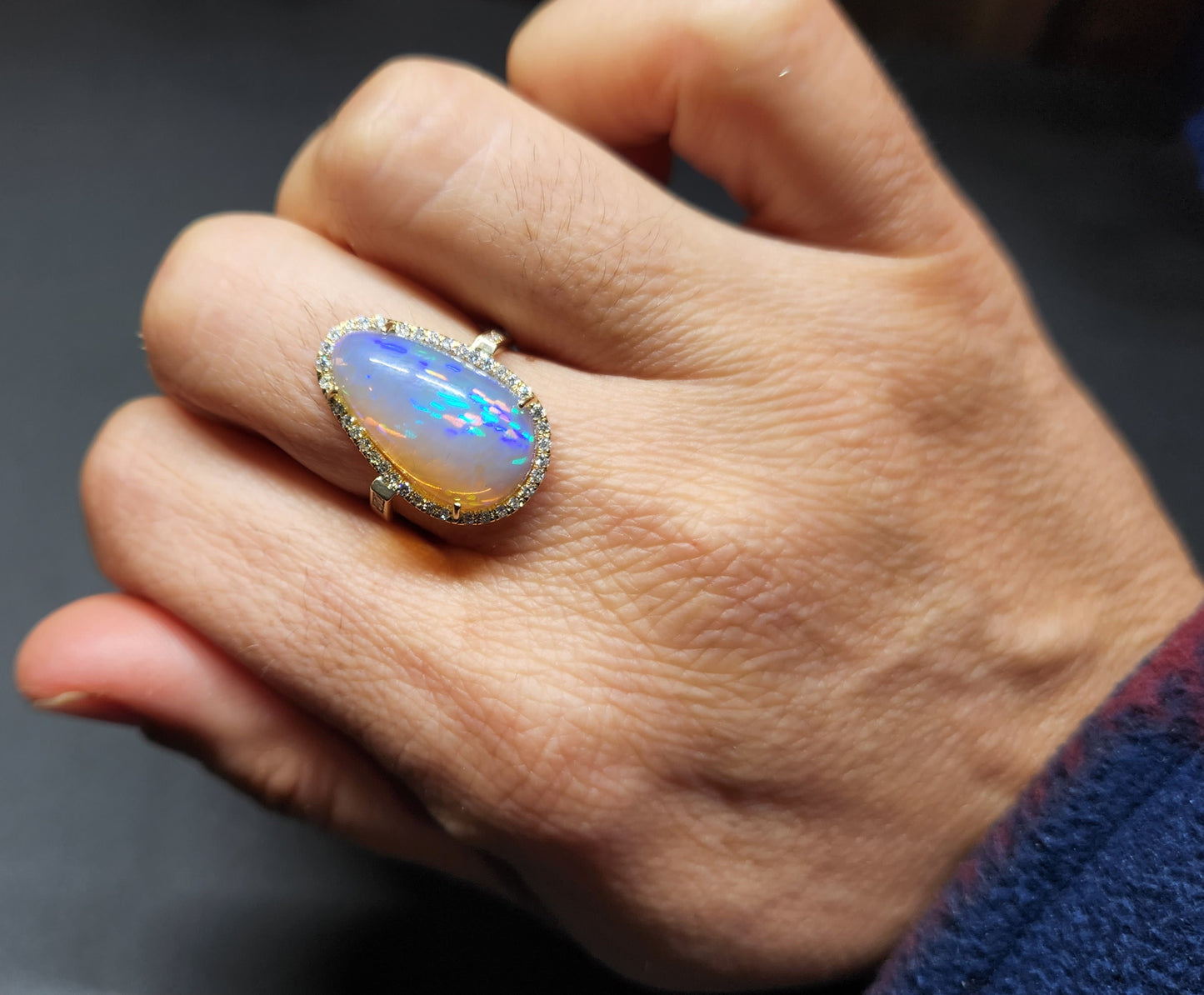 Opal & Diamond 14k Gold Ring #351