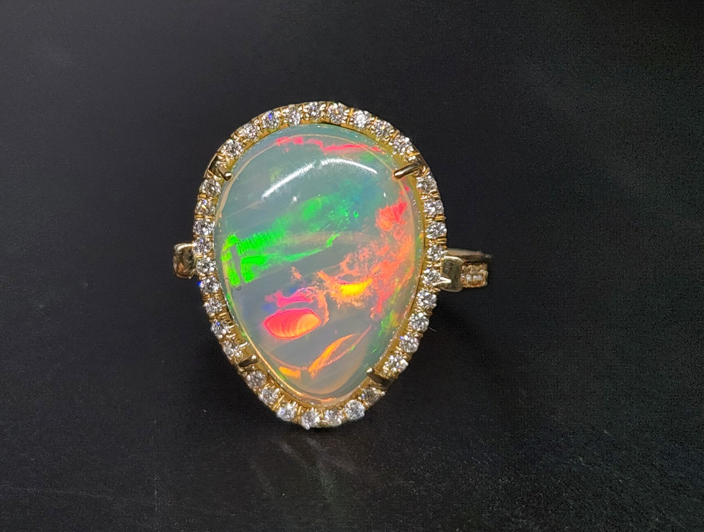 Opal & Diamond 14k Gold Ring #350
