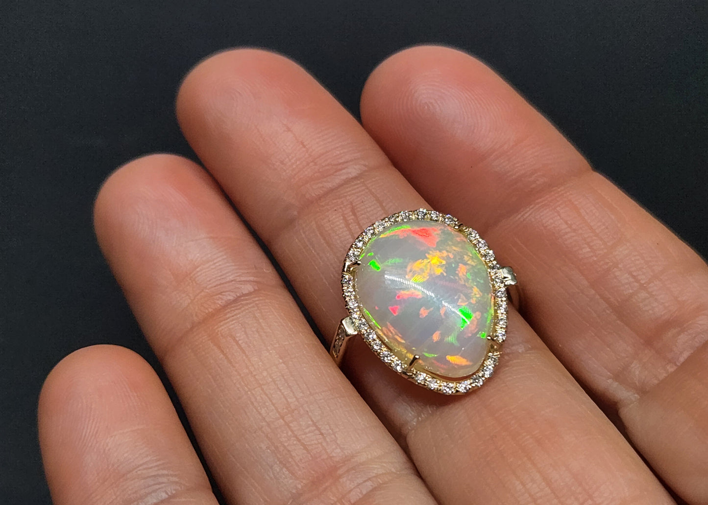 Opal & Diamond 14k Gold Ring #350