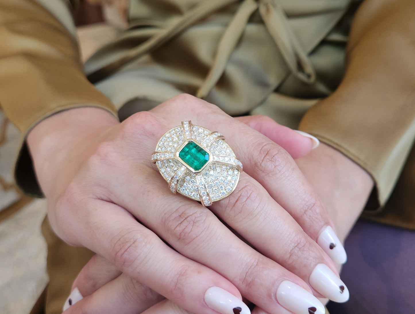 Emerald & Diamond Ring - 14k Gold Gemstone Jewelry #364