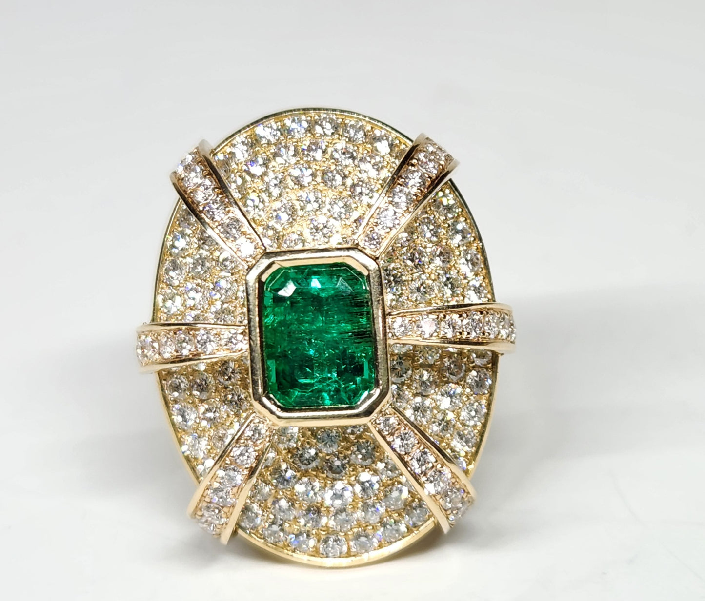 Emerald & Diamond Ring - 14k Gold Gemstone Jewelry #364