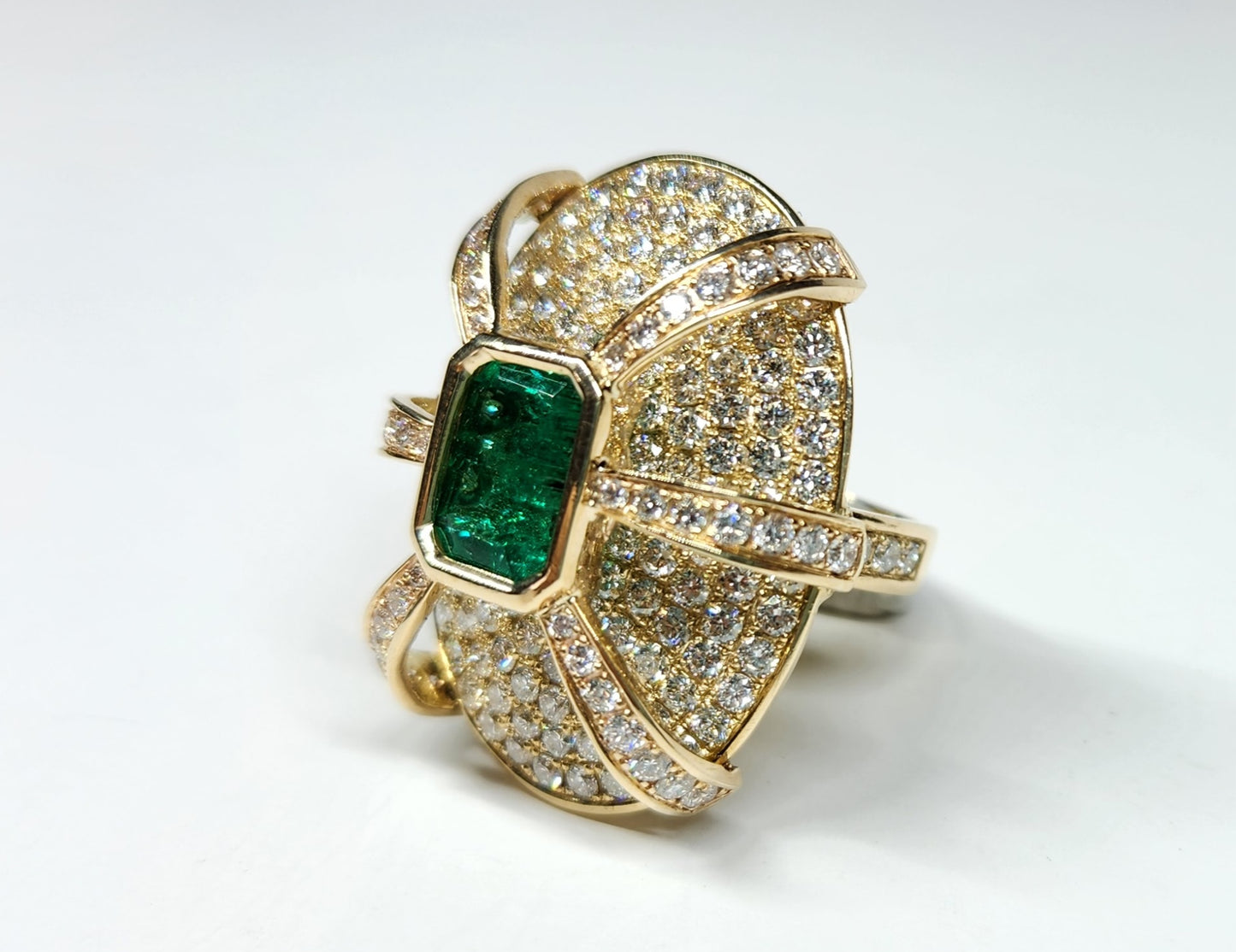 Emerald & Diamond Ring - 14k Gold Gemstone Jewelry #364