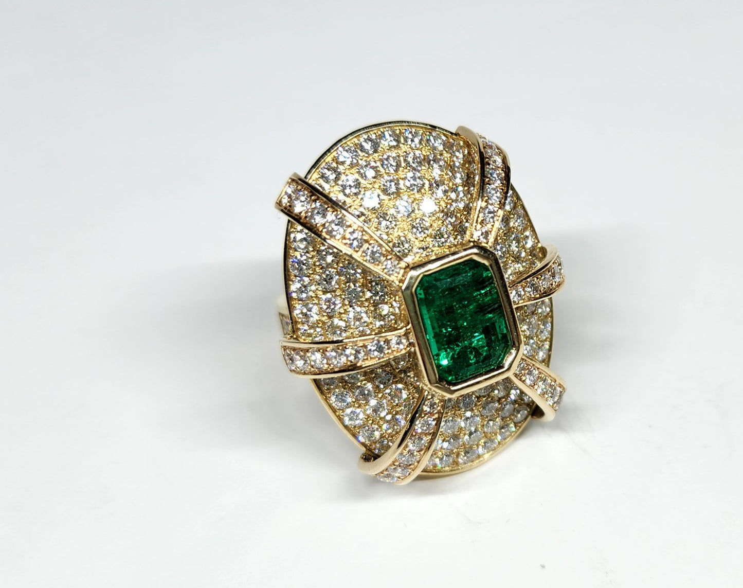 Emerald & Diamond Ring - 14k Gold Gemstone Jewelry #364