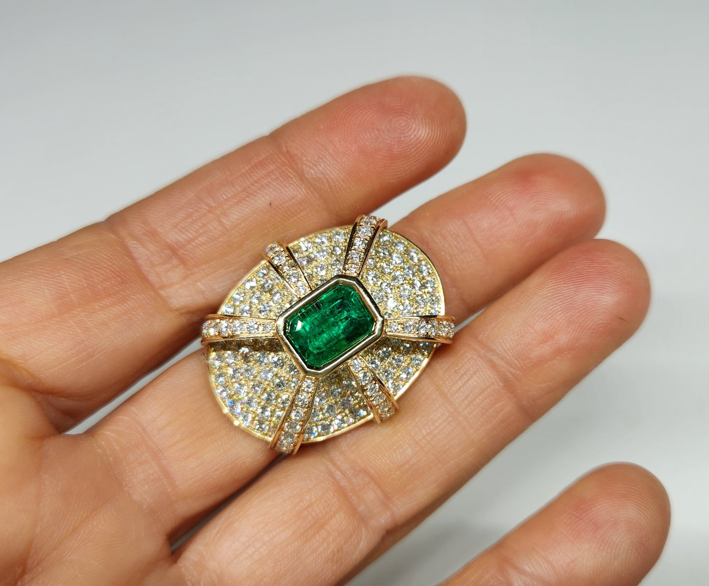 Emerald & Diamond Ring - 14k Gold Gemstone Jewelry #364