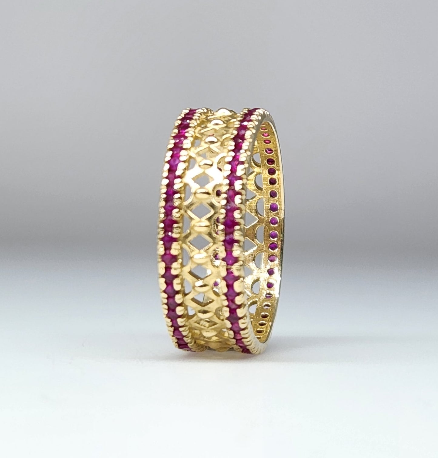 14k Yellow Gold Ruby Ring Band #374