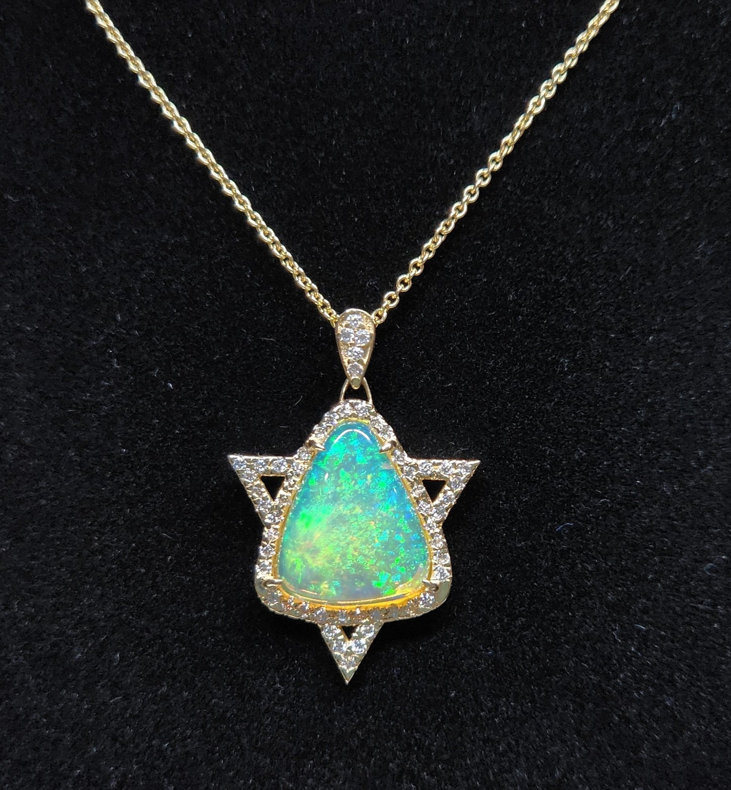 Opal Star of David Pendant 14k Gold #380