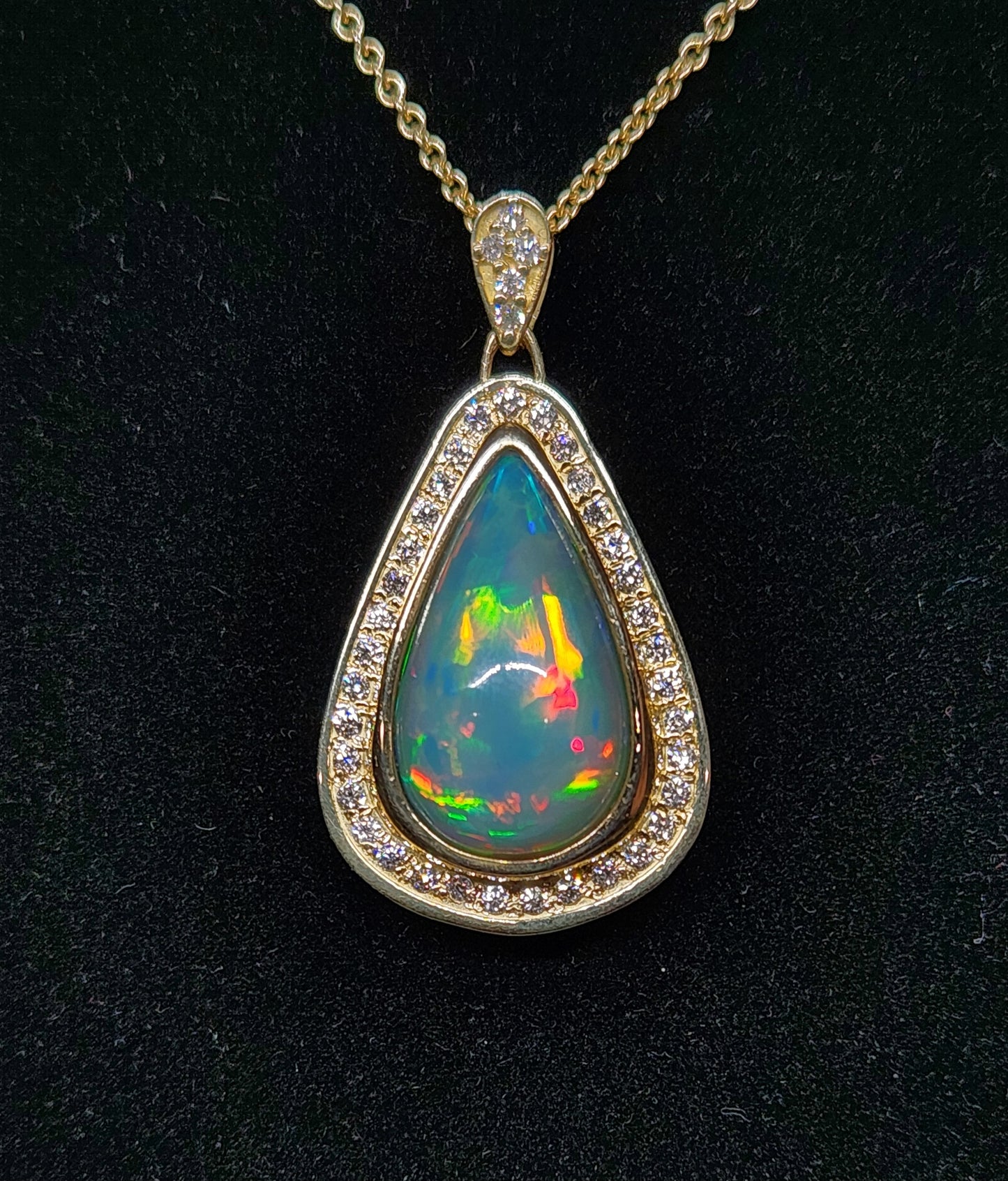 Opal & Diamond Pendant 14k Gold #381