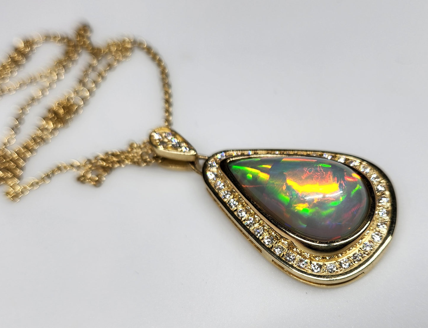 Opal & Diamond Pendant 14k Gold #381