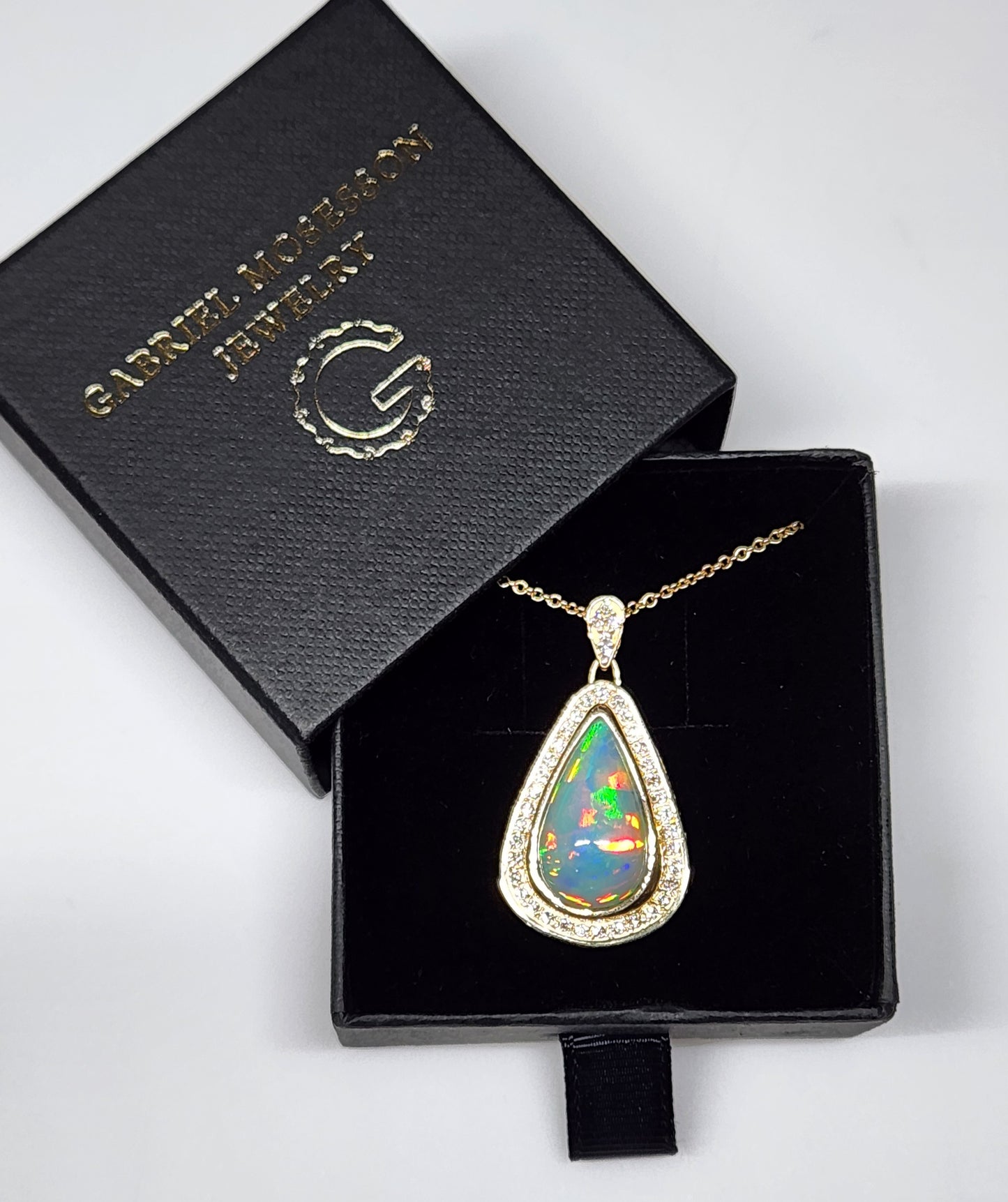 Opal & Diamond Pendant 14k Gold #381