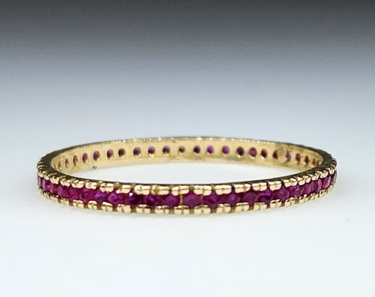 14k Yellow Gold  Ruby Eternity Band Ring #389