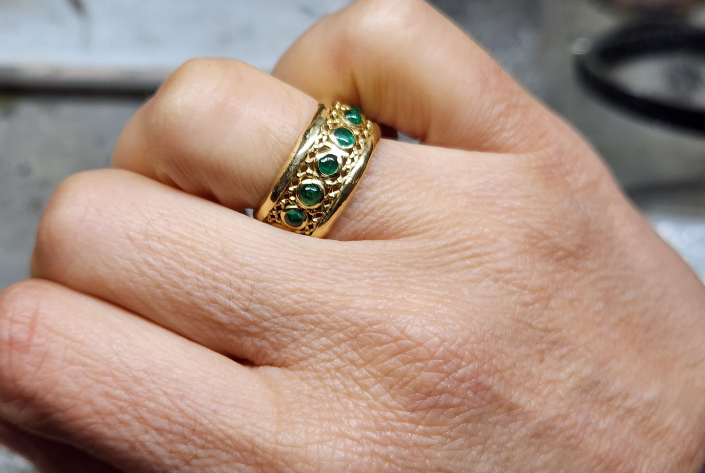 Emerald Ring 18k Gold Unisex Jewelry #395
