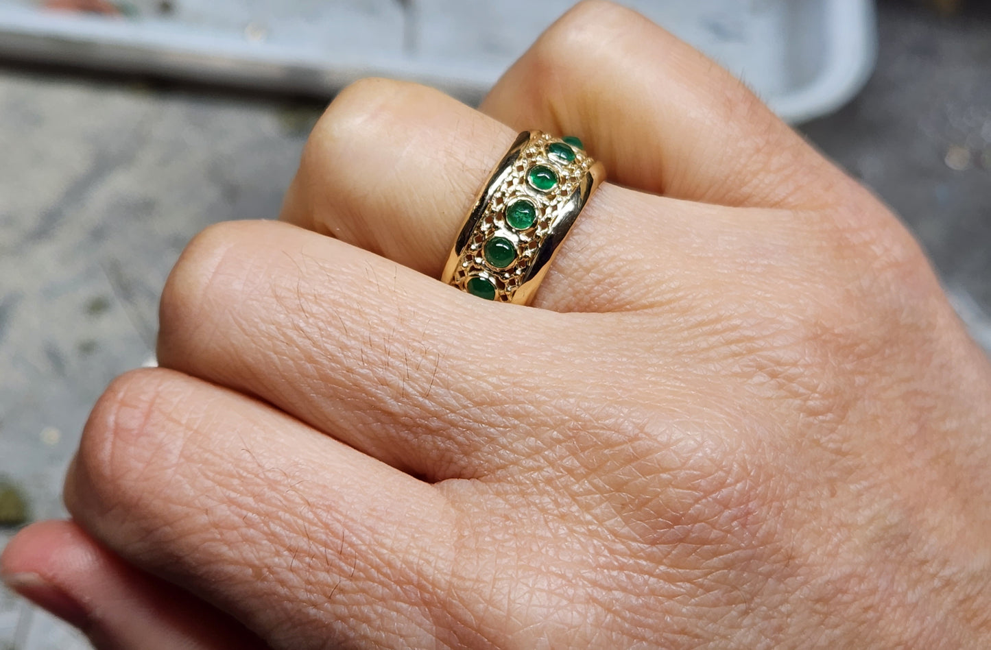 Emerald Ring 14k Gold Unisex Jewelry #396