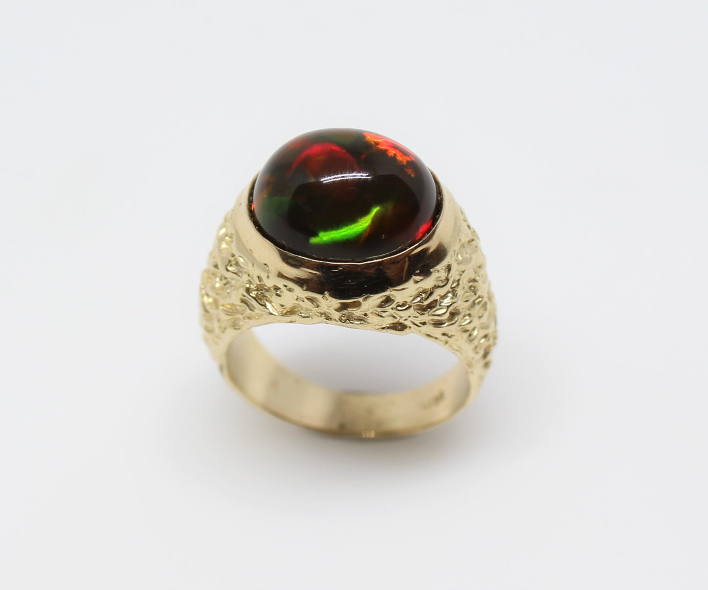 Black Opal Ring 14k Gold Men / Women Gemstone Jewelry #225