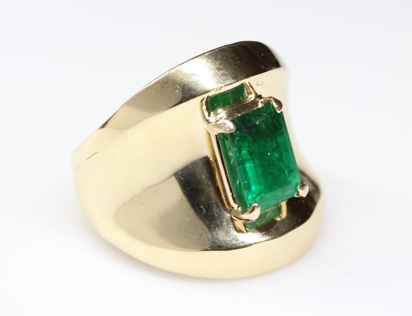 14k Gold Emerald Ring - Natural Gemstone Jewelry #235