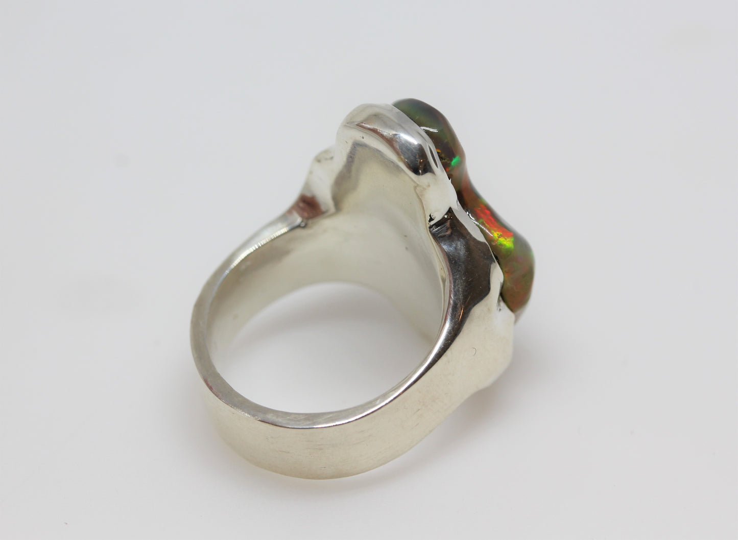 Ethiopian Opal Sterling Silver Ring - Handmade Jewelry #237
