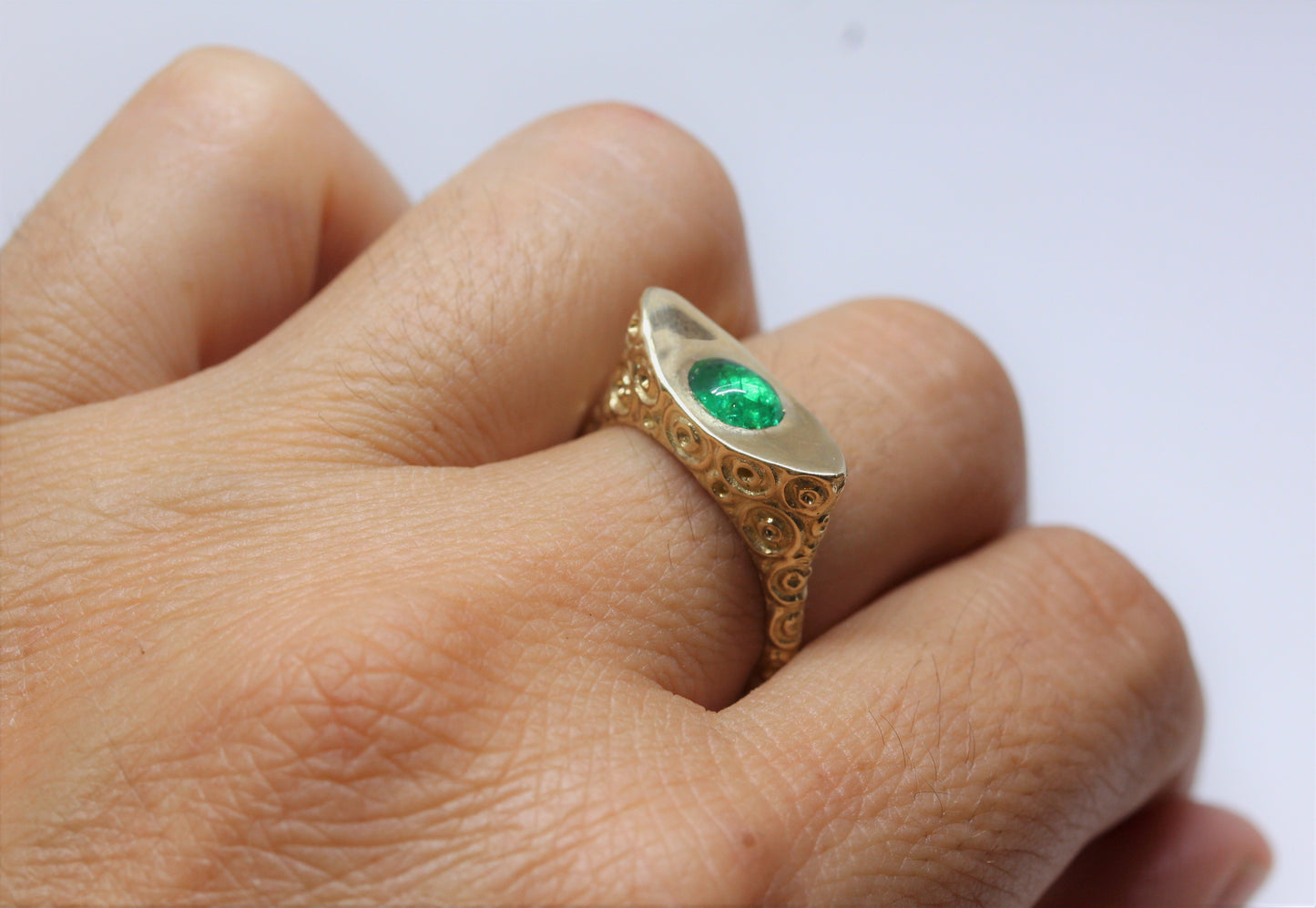 Emerald Ring 14k Yellow Gold - Gemstone Jewelry #240