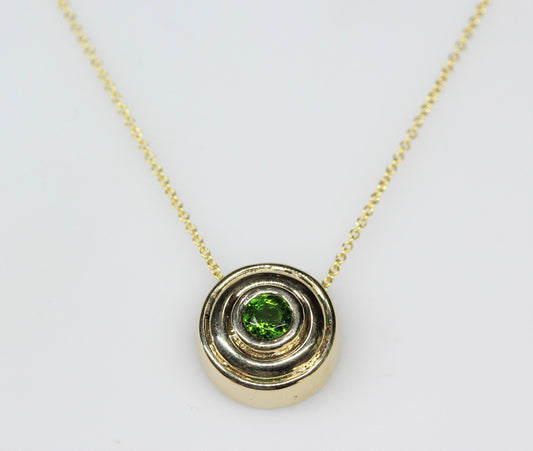 Chrome Diopside Pendant 14k Yellow Gold  Green Gemstone Necklace #261