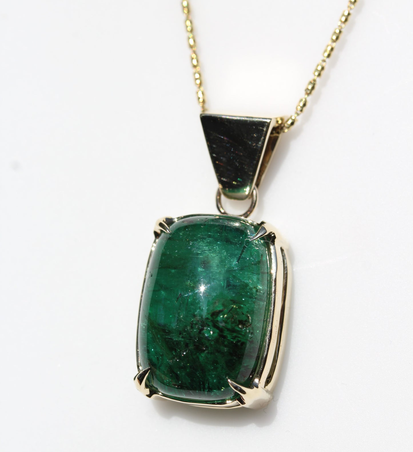 Emerald Pendant 14k Yellow Gold Necklace  #262