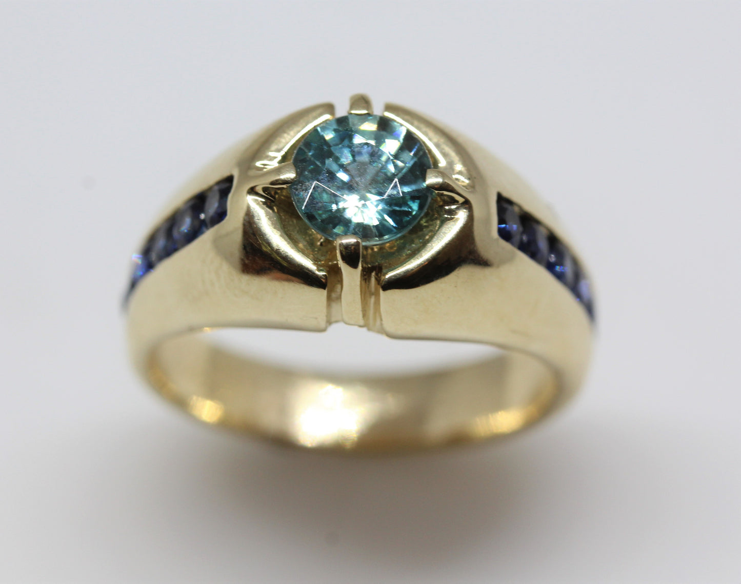 Blue Tourmaline & Sapphire Ring 14k Gold #263