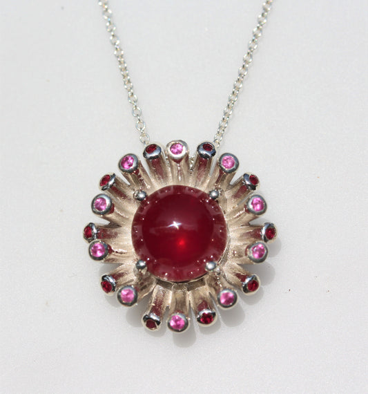 Ruby Starburst Pendant - Sterling Silver - #269