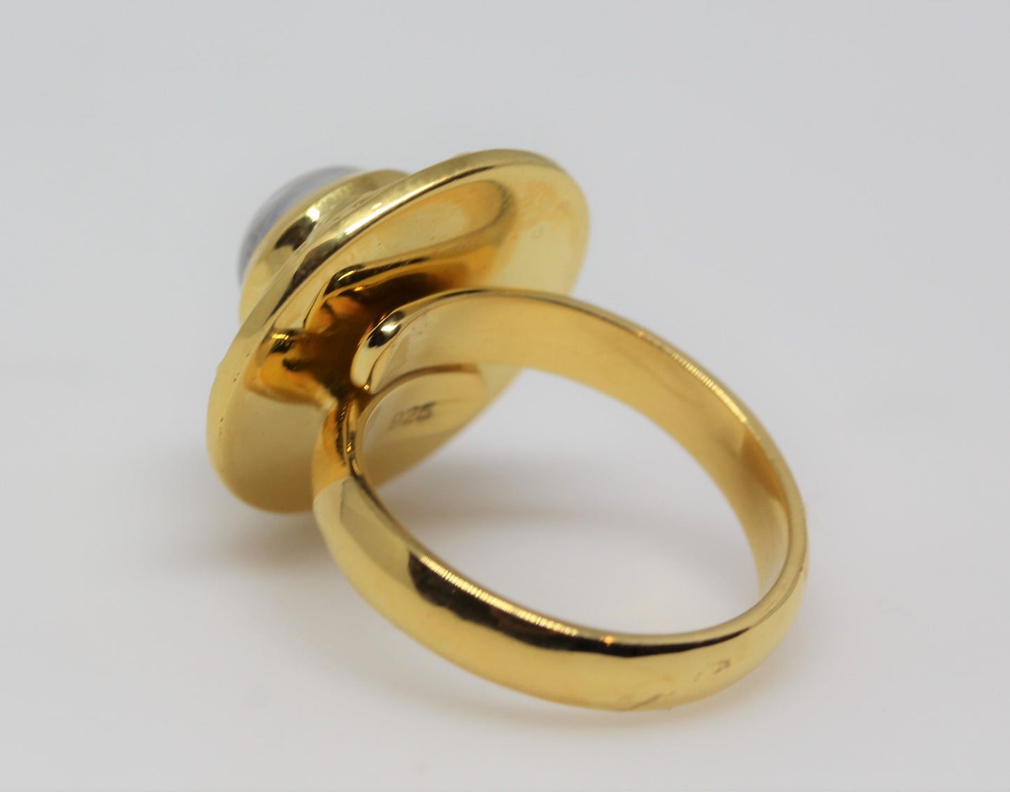 Moonstone Medallion Ring - 24k Gold Plated - Adjustable Size #275