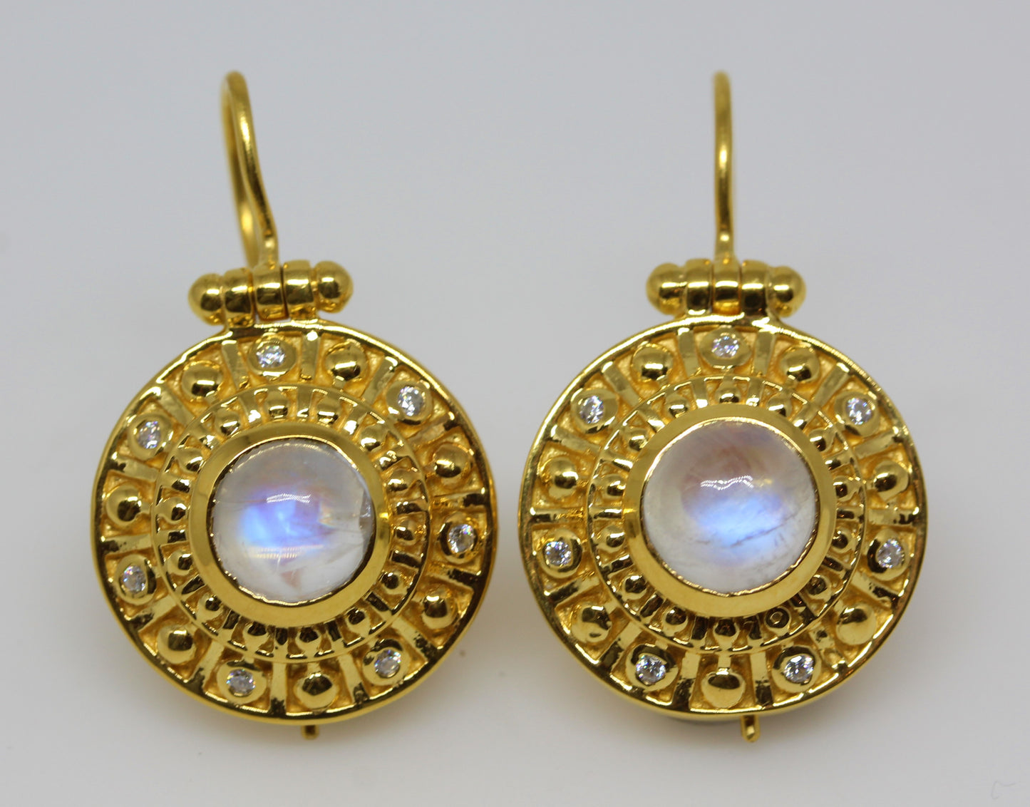 Moonstone Dangle Earrings 24k Gold Plated Color gemstone Accents #276