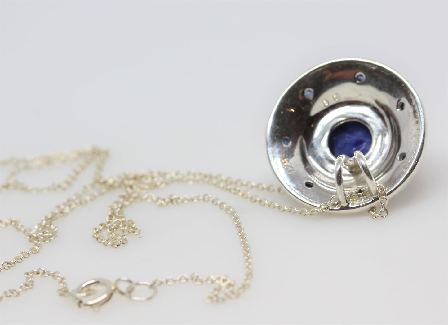 Blue Sapphire Medallion Pendant - Sterling Silver - #280