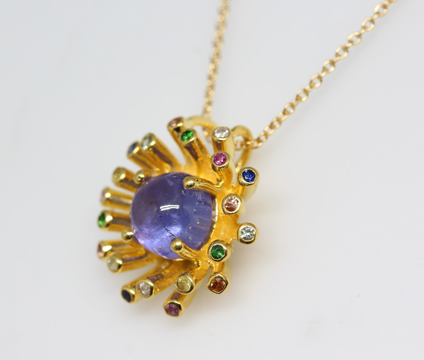 Starburst Tanzanite Pendant- 24k Gold Plated - Gemstone Necklace #287