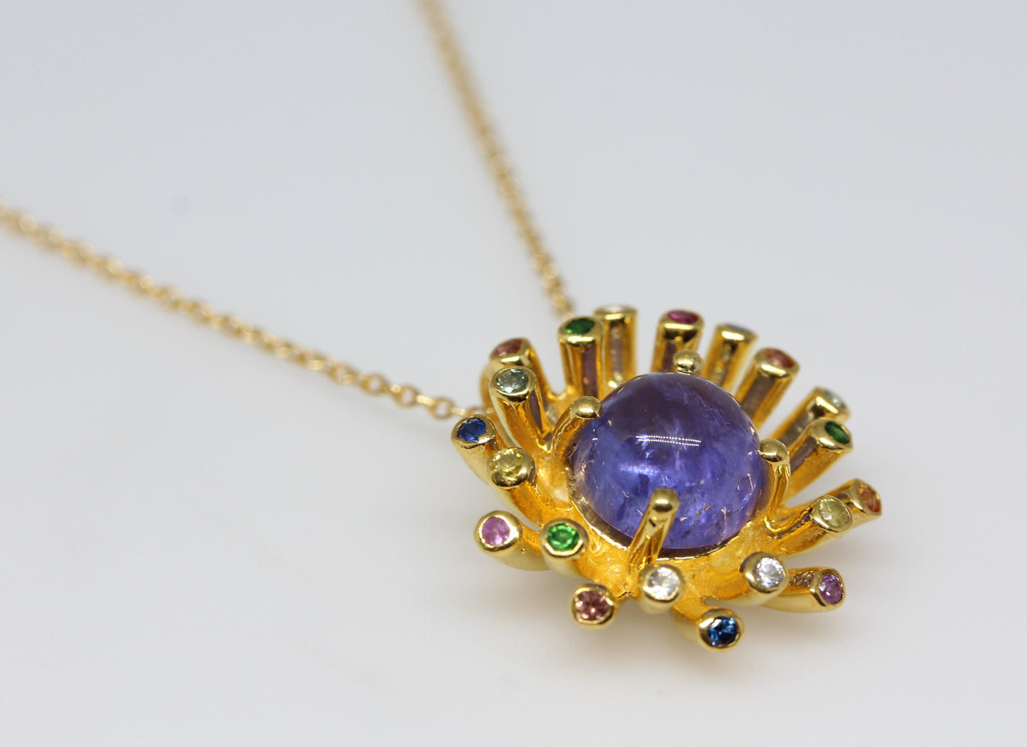 Starburst Tanzanite Pendant- 24k Gold Plated - Gemstone Necklace #287