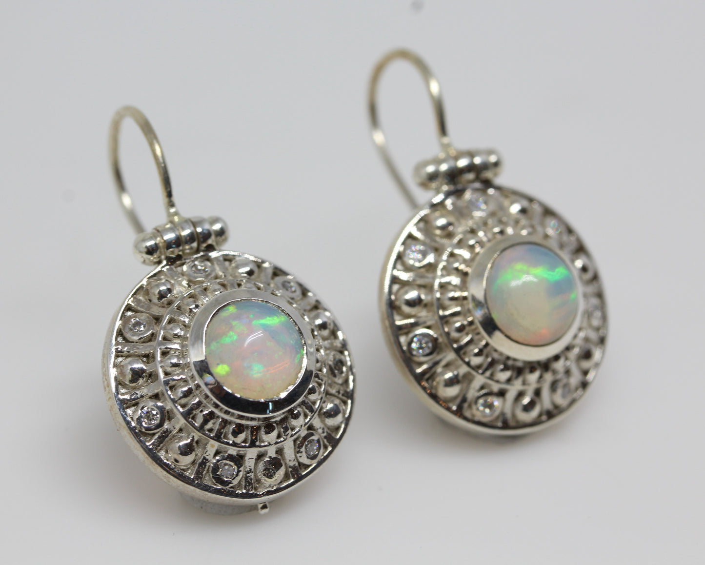 Natural Opal Dangle Earrings Sterling Silver #289