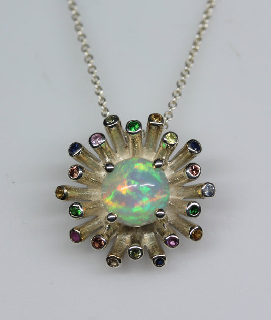 Opal Starburst Pendant - Sterling Silver - #300