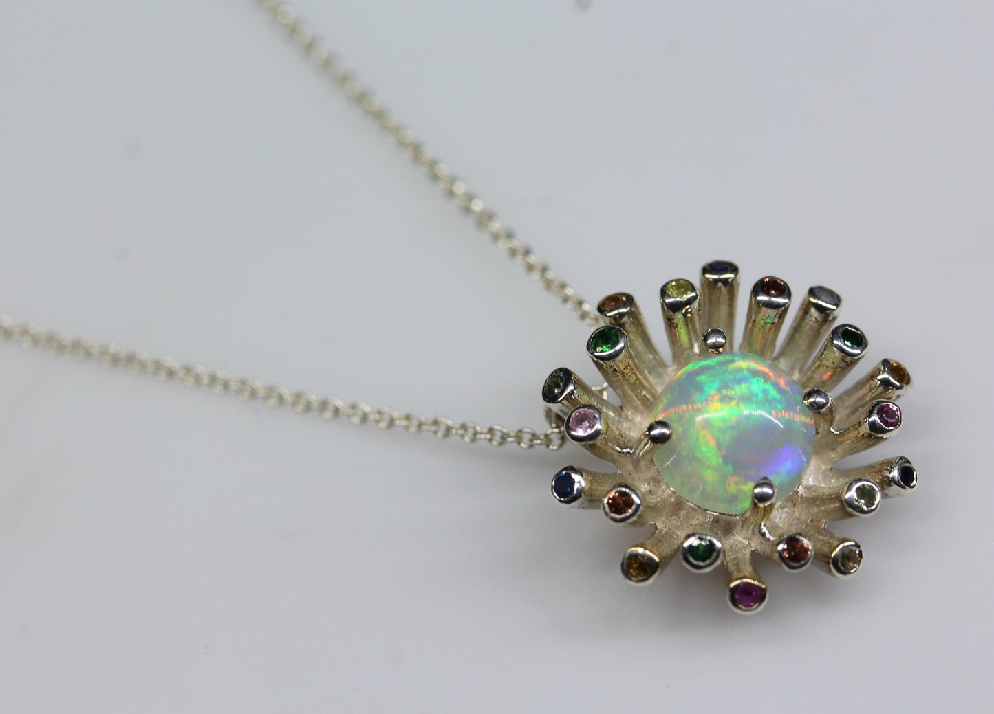 Opal Starburst Pendant - Sterling Silver - #300