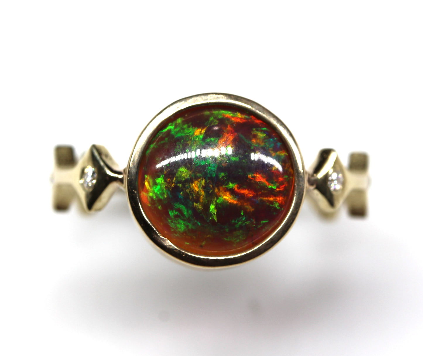 Black Opal 14k Gold Ring - Handmade Jewelry #318