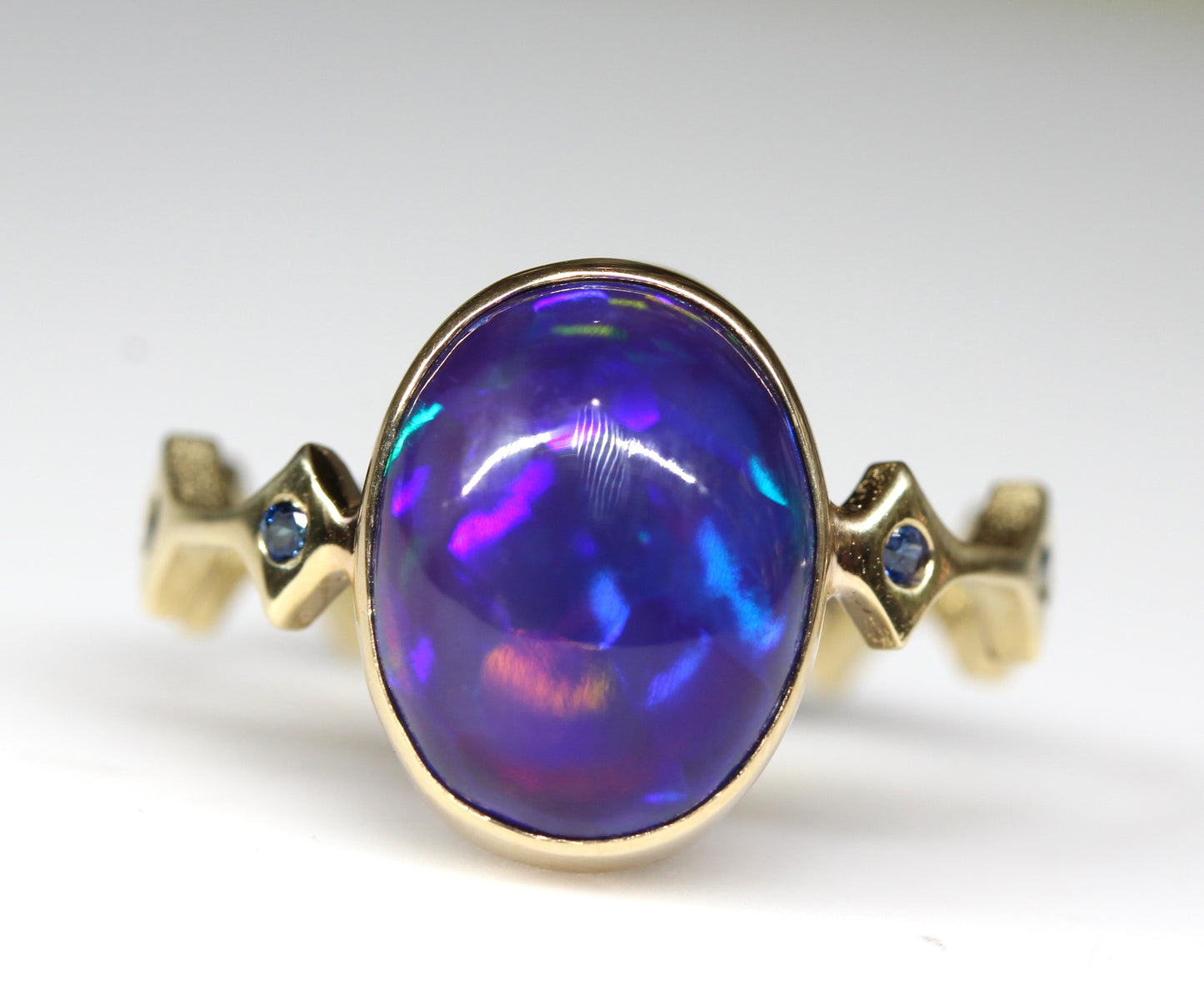 Black Opal 14k Gold Ring - Handmade Jewelry #319