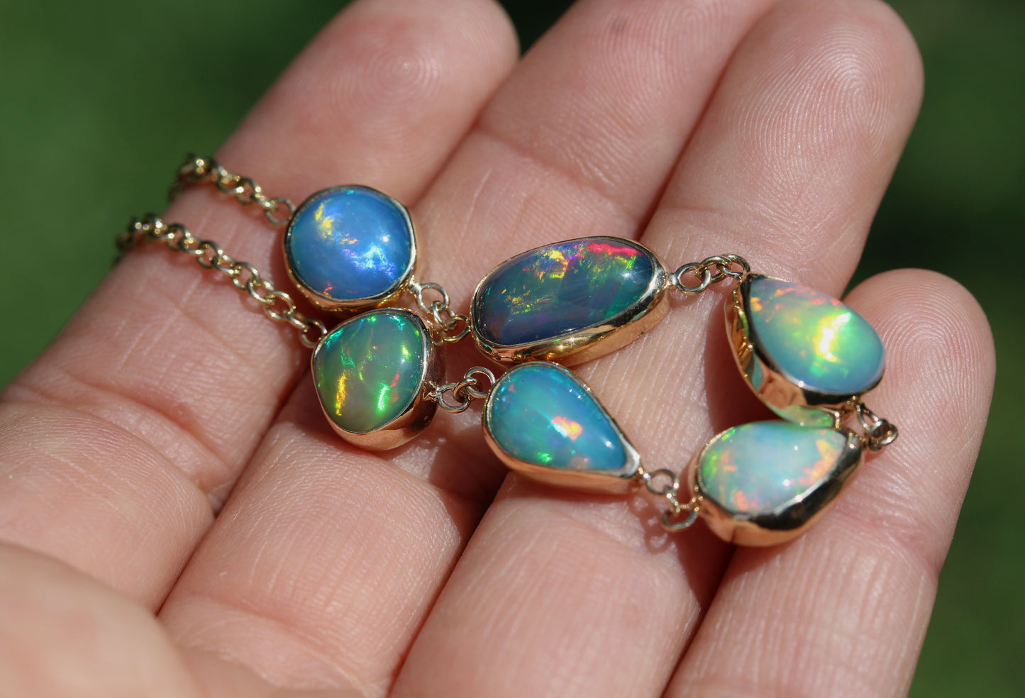 Opal Link Bracelet 14k Gold #321