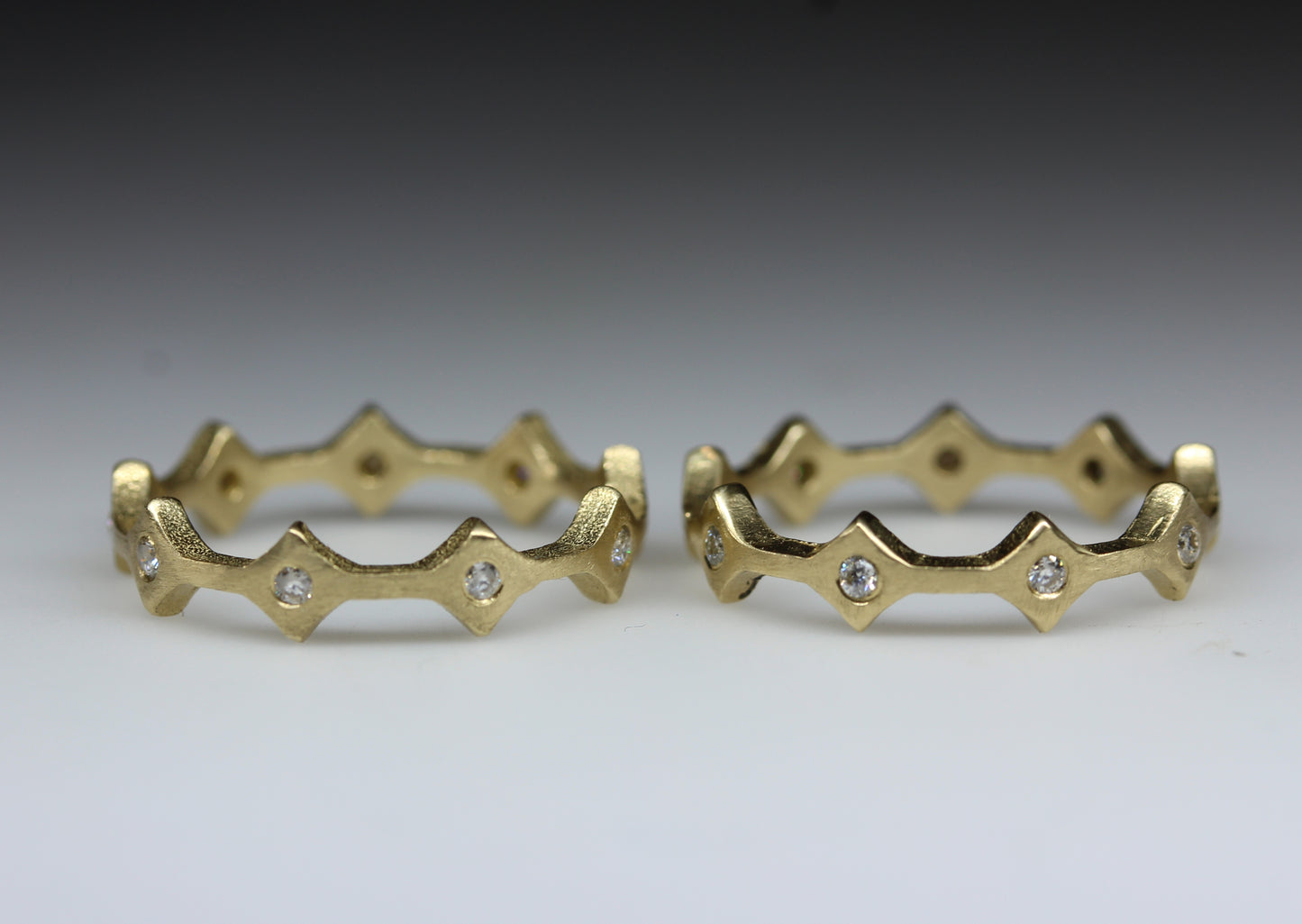 14k Gold Stacking Rings - Set of 2 - Moissanite Gemstones #322