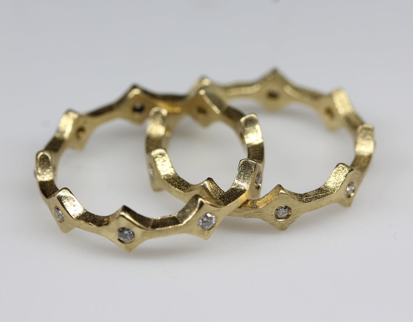14k Gold Stacking Rings - Set of 2 - Moissanite Gemstones #322