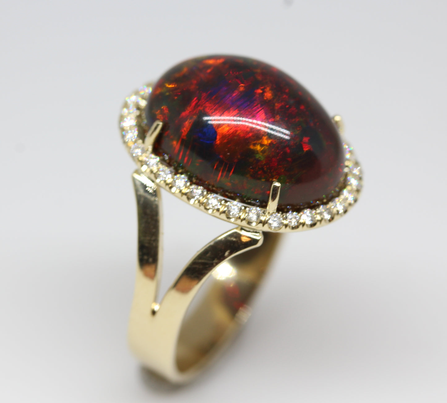 Black Opal Ring 14k Gold #316
